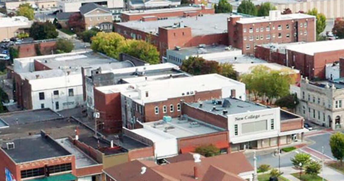 Aerial view of a suburb